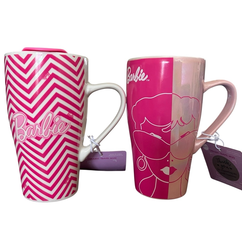 Barbie x Skinnydip Ceramic Travel Mug Set of 2 Limited Edition - Picture 5 of 11